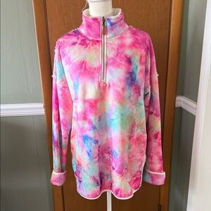 Tie-Dye Quarter-Zip Pullover Size XL